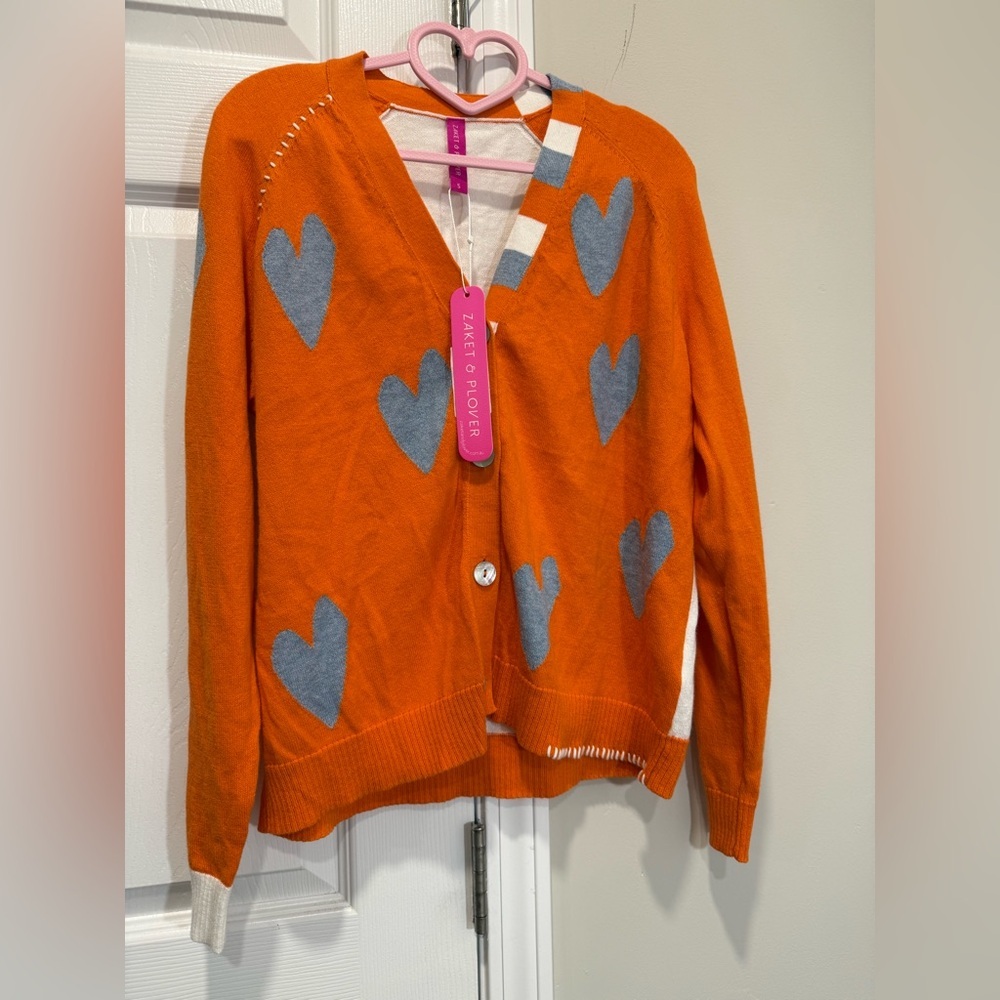 Zaket & Plover Orange Heart Cardigan Size S